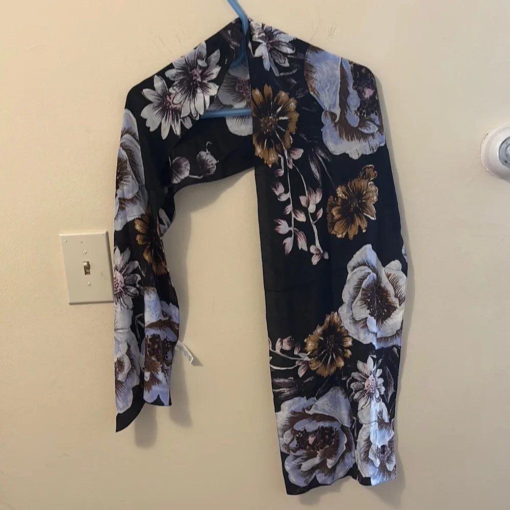 Cynthia Rowley Floral Black and White Scarf